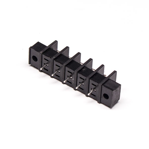 Elecbee Terminal Barrier strip Current 5pin Straight Through Hole 2 holes Flange Black Connector