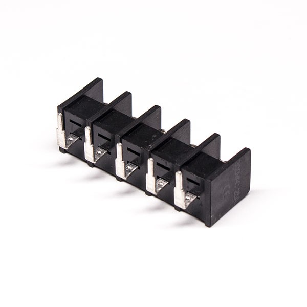 Elecbee Tri Barrier Terminal Blocks 5pin Black Right Angled Straight Through Hole