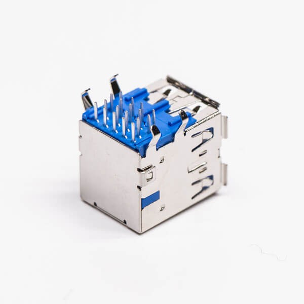 Elecbee USB 3.0 Dual Port Type A Female Right Angled Through Hole 20pcs
