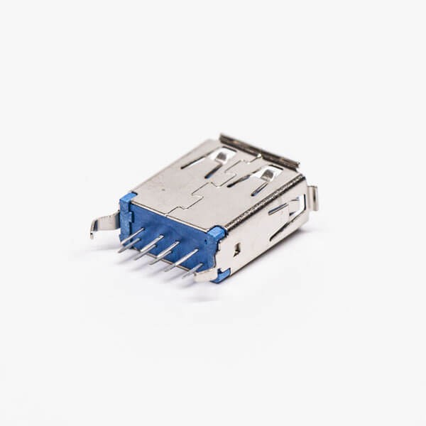 Elecbee USB 3.0 Jack Type A Female Right Angled Blue DIP Through Hole 20pcs