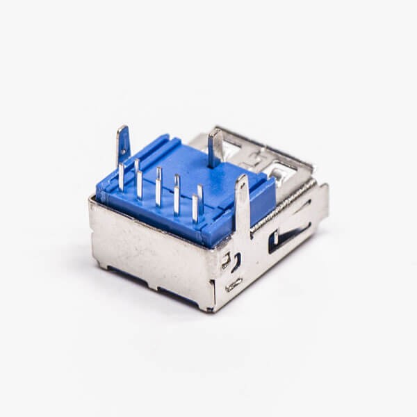 Elecbee USB 3.0 Port Female Right Angled Blue Through Hole for PCB Mount 20pcs