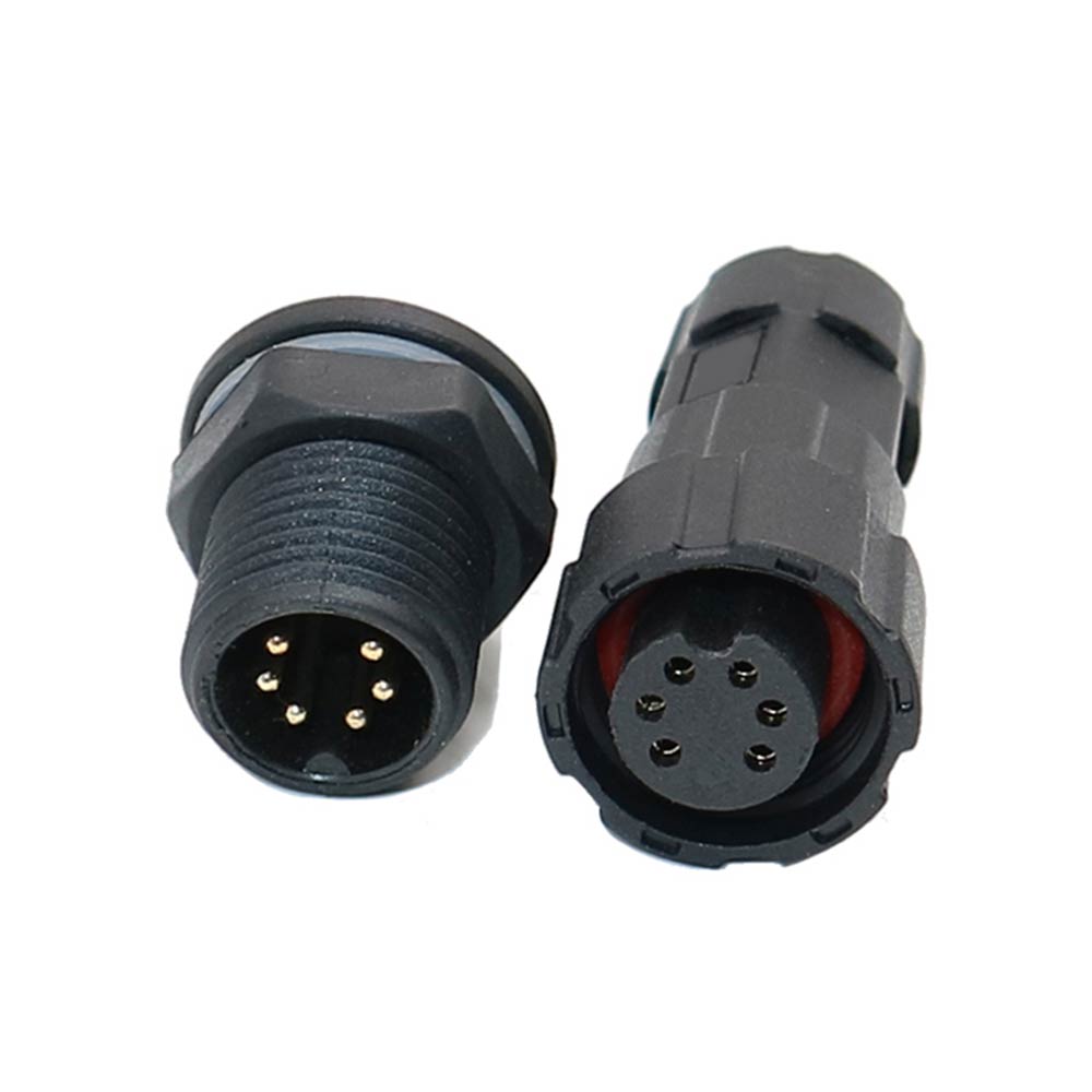 Elecbee M16 Front-Mounted Waterproof 6-Pin Aviation Connector For Led Lights, 15A Solder Type