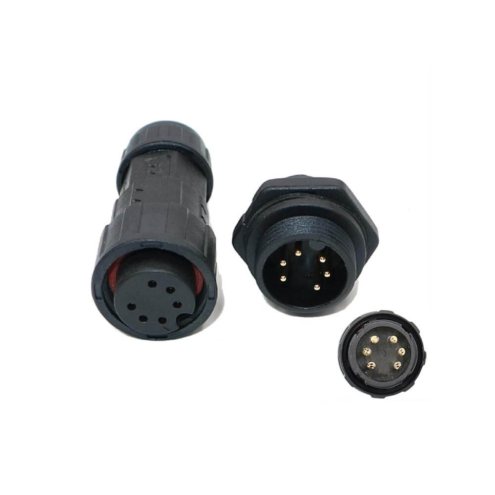 Elecbee M19 Male And Female Battery Charger Connector 6-Pin Back Mount Waterproof Connector Led Lamp Power Cord
