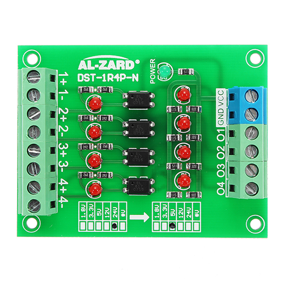 5Pcs-24V-To-5V-4-Channel-Optocoupler-Isolation-Board-Isolated-Module-PLC-Signal-Level-Voltage-Conver-1316235