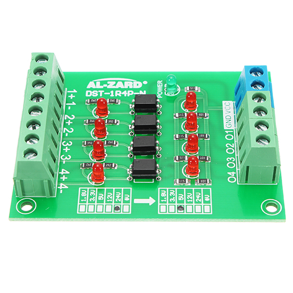 5Pcs-24V-To-5V-4-Channel-Optocoupler-Isolation-Board-Isolated-Module-PLC-Signal-Level-Voltage-Conver-1316235