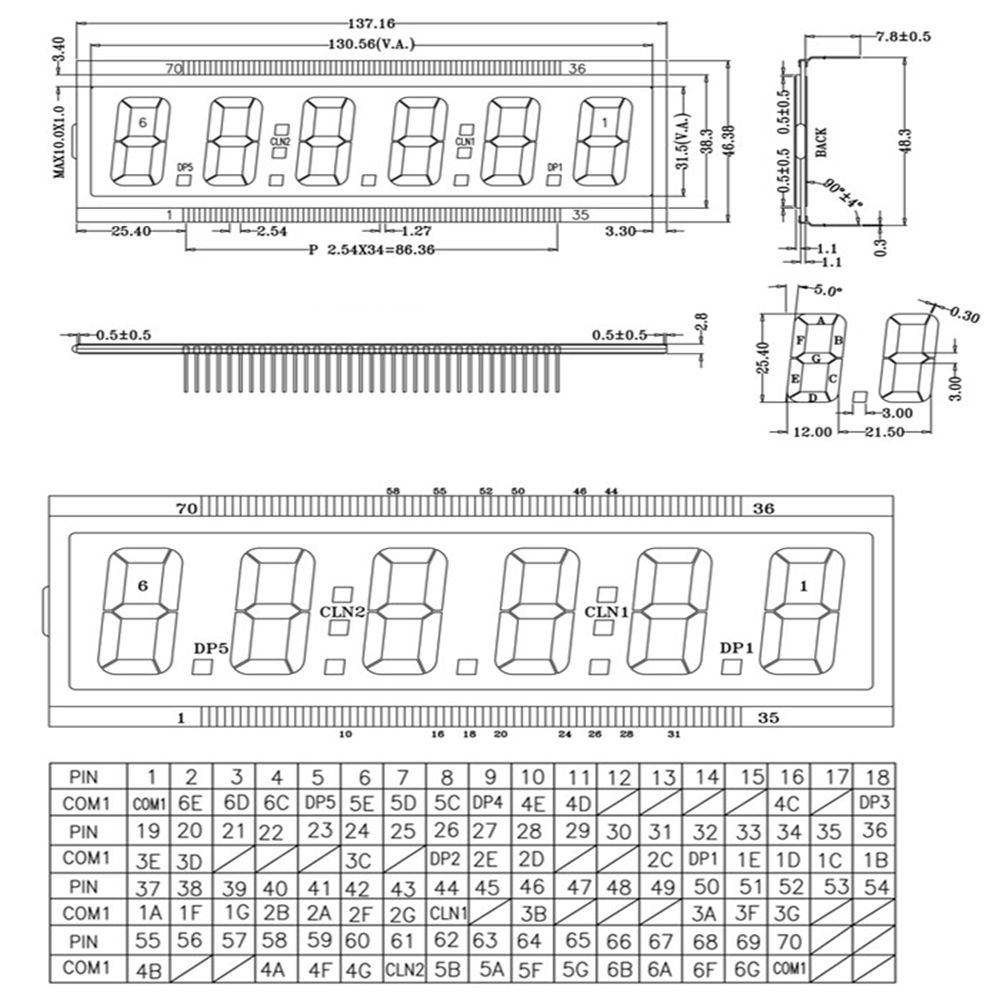 EDS139-5V-6-Digit-7-Segment-LCD-Display-Screen-Static-Driving-TN-Positive-Display-With-WhiteNon-Back-1387513