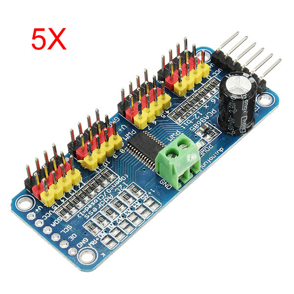 Elecbee 5Pcs PCA9685 16-Channel 12-bit PWM Servo Motor Driver I2C Module