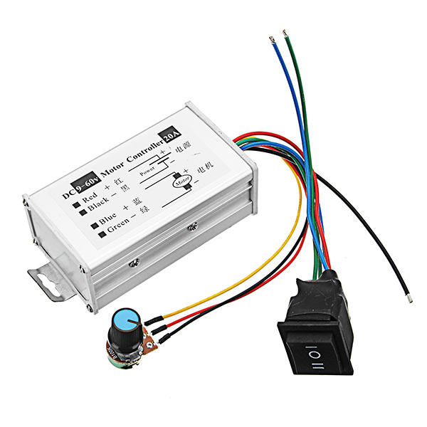 1200W PWM DC Motor Speed Controller 9V-60V 20A - Brush Motor Regulator w/ Potentiometer, Forward/Reverse Control for CNC/Tools 