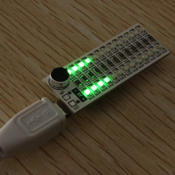 Elecbee 3Pcs 2x13 USB Mini Spectrum Green LED Board Voice Control Sensitivity Adjustable