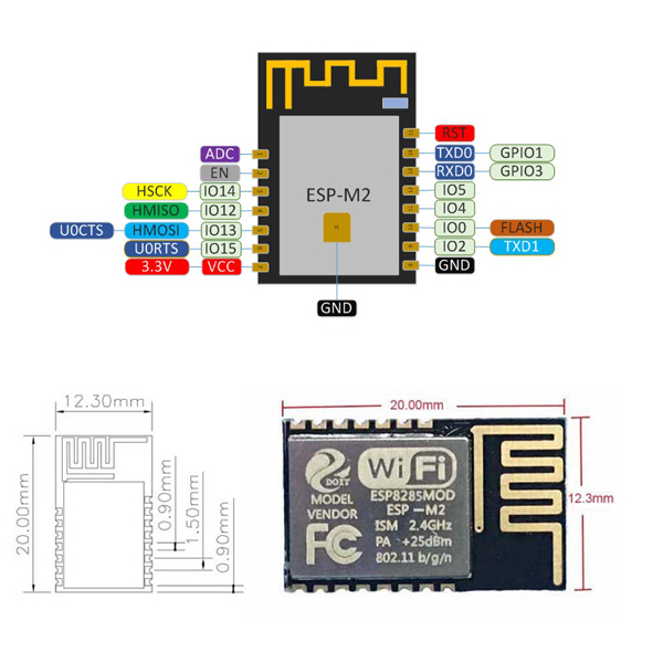 5Pcs-Mini-ESP-M2-ESP8285-Serial-Wireless-WiFi-Transmission-Module-SerialNET-MODE-1153158