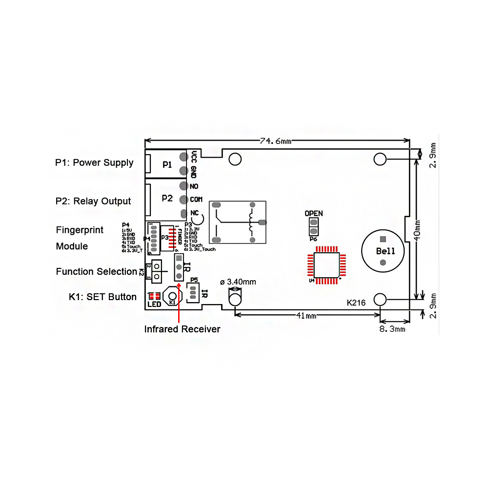 Biometric Machine Relay Types K216 Relé 0.5s-20s Reconocimiento biométrico de huellas dactilares ...