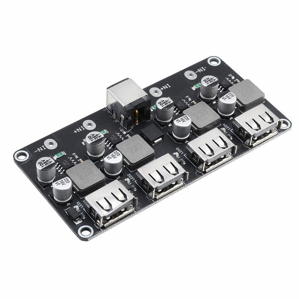 Elecbee 10pcs USB 4CH QC3.0/2.0 DC-DC Buck Converter Charging Step Down Module 6-32V 9/12/24V to Quick Charger Circuit Board 3/5/12V
