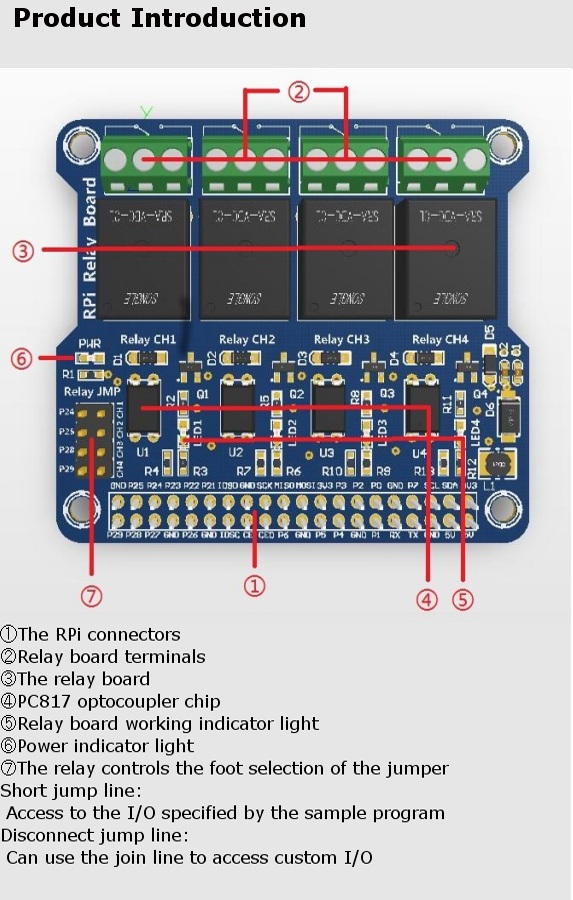 Relay Board Raspberry Pi 4ch 25Pcs 4 Channel 5A 250V AC/30V DC Compatible 40Pin Relay Board For ...