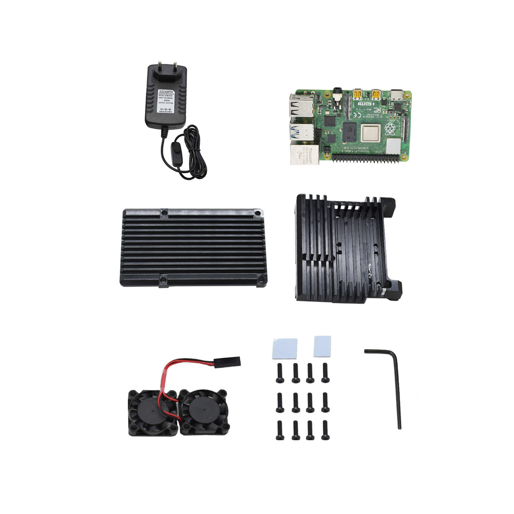 4G-RAM-Raspberry-Pi-4-Model-B-Mainboard--BlackGoldSliver-Aluminum-CNC-Alloy-Protective-Case--Double--1586118