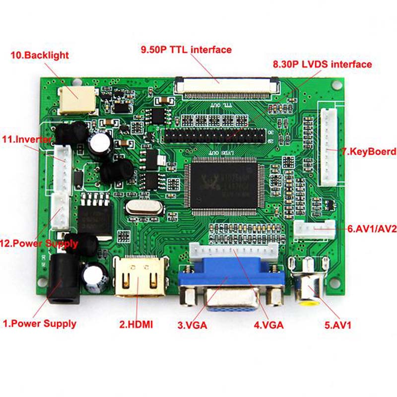 HDMI-VGA-2AV-LVDS-ACC-TTL-LCD-Display-Controller-50pins-Board-Kit-800x480-resolution-for-Raspberry-P-1595082