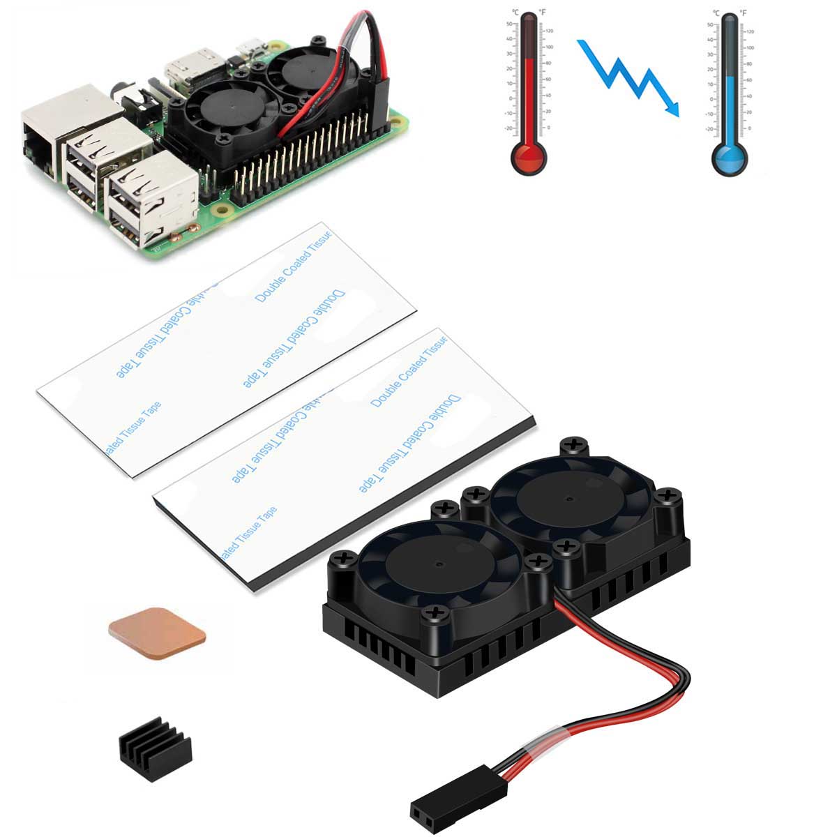 Ultimate-Dual-Cooling-Fan---Aluminum-Heatsink--Copper-Heatsink--Thermal-Tape-Kit-For-Raspberry-Pi-3B-1411760