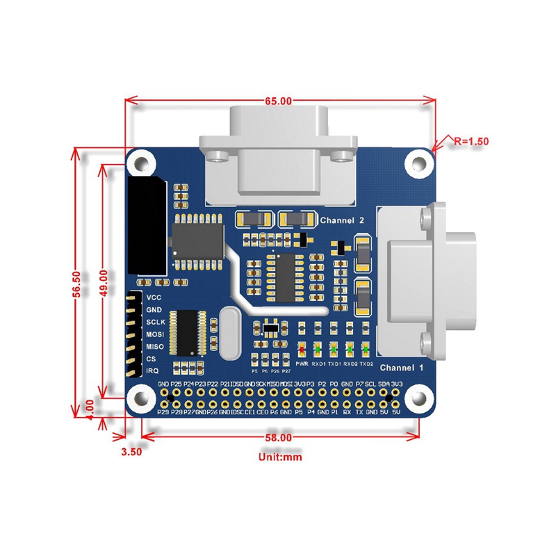 Waveshare-2-Channel-Isolated-RS232-Expansion-HAT-SC16IS752SP3232-for-Raspberry-Pi-1666470
