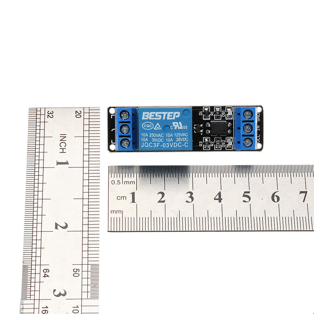 Elecbee 1-Channel 3.3V Relay Module | Low-Level Trigger, Optocoupler Isolation | for Arduino/ESP8266/ESP32 | 10A 250V AC/DC