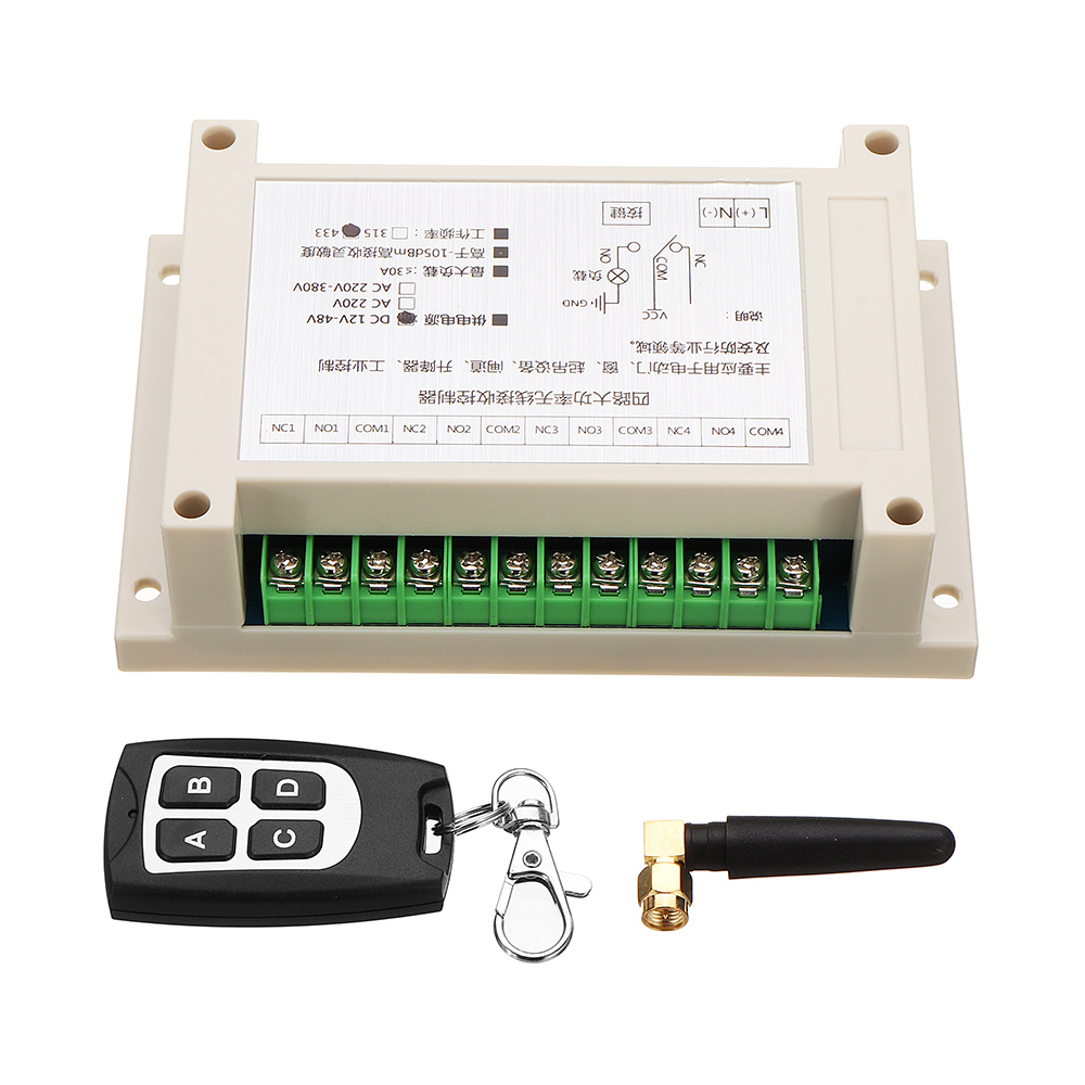 433MHz-4CH-Channel-Remote-Control-Switch-Module-Learning-Code-DC12-48V-180-700W-30A-Four-Way-Relay-1337457