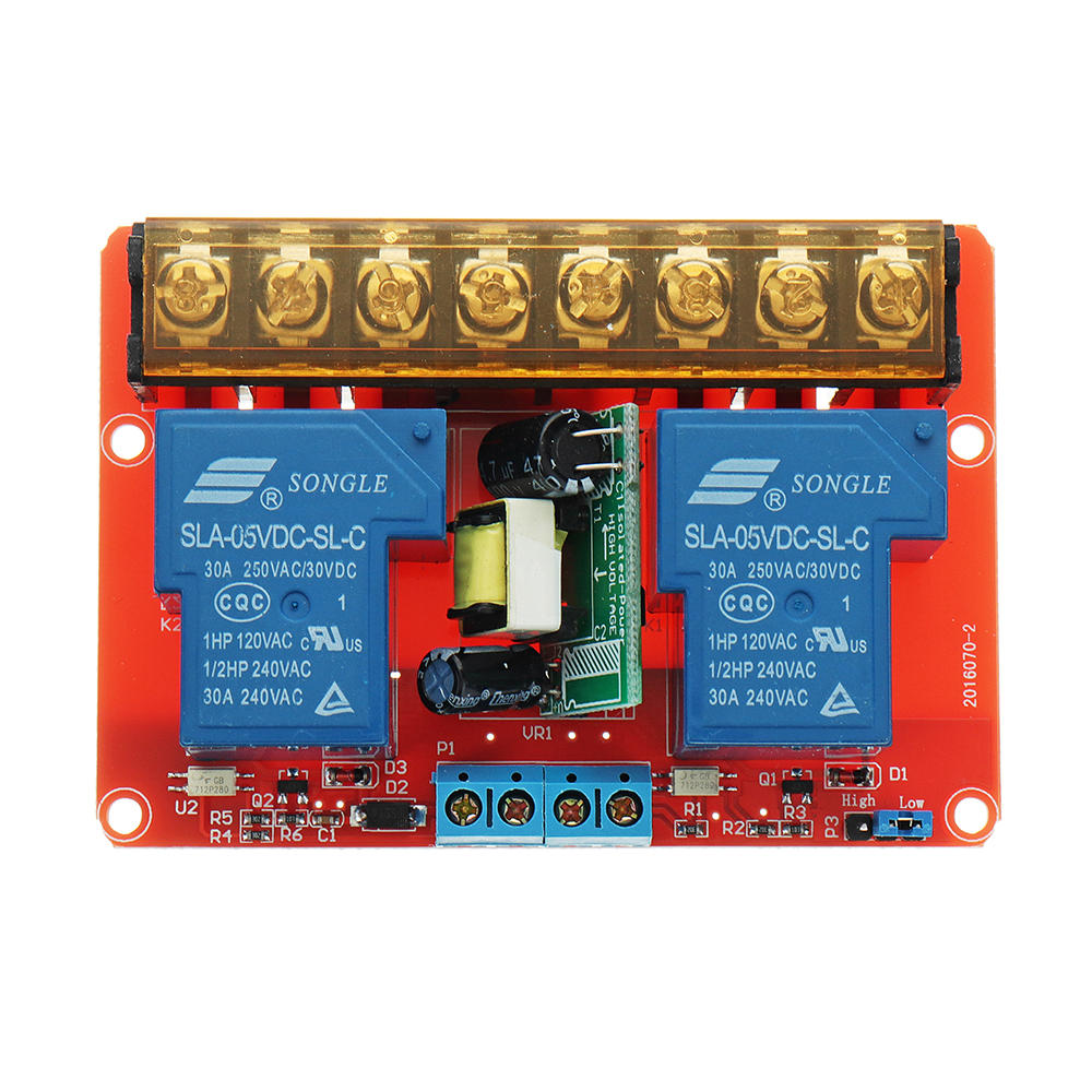 Elecbee DC 5V AC 100V To 250V 30A 760mA 2 Channel Relay Module Board With High And Low Level