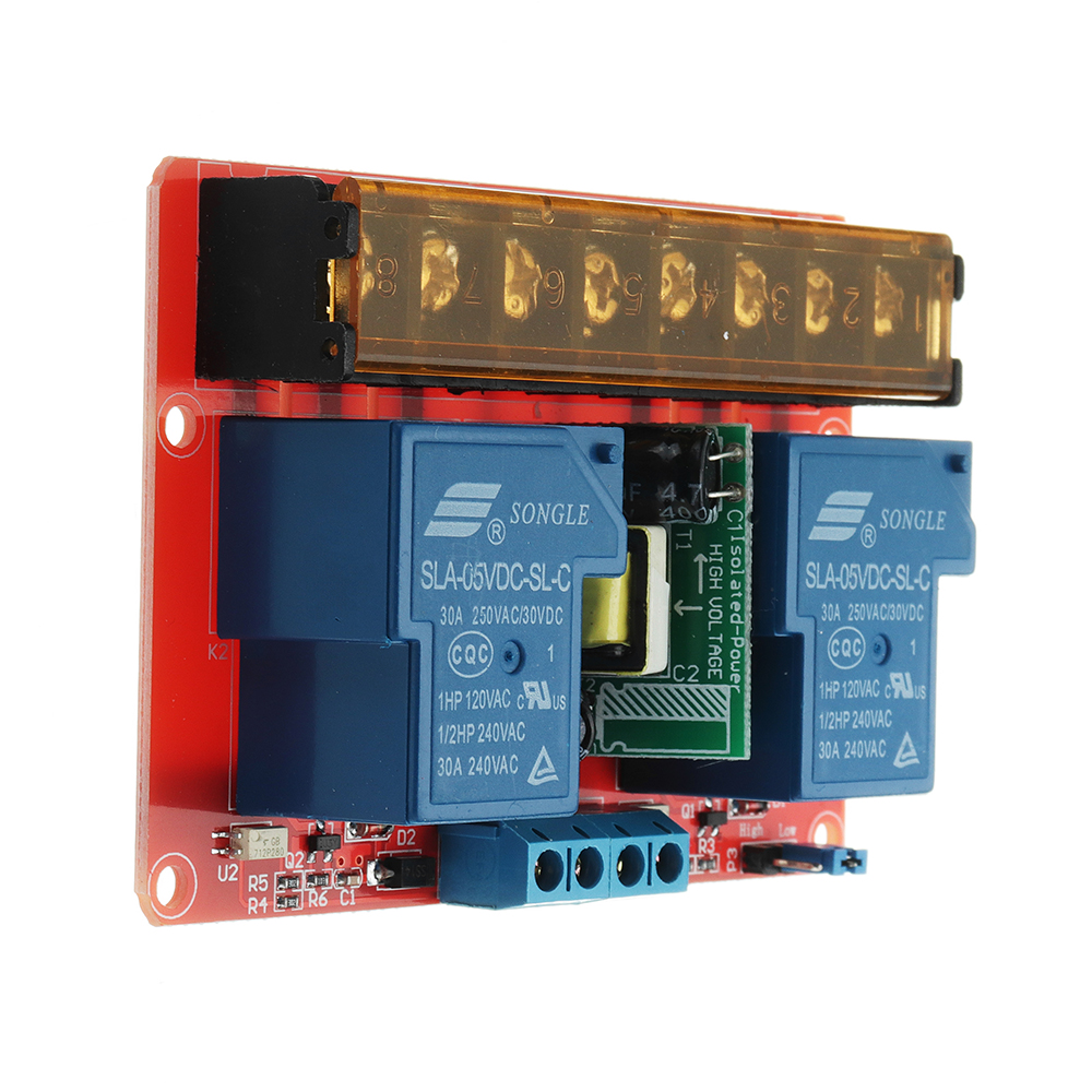 DC-5V-AC-100V-To-250V-30A-760mA-2-Channel-Relay-Module-Board-With-High-And-Low-Level-1306877