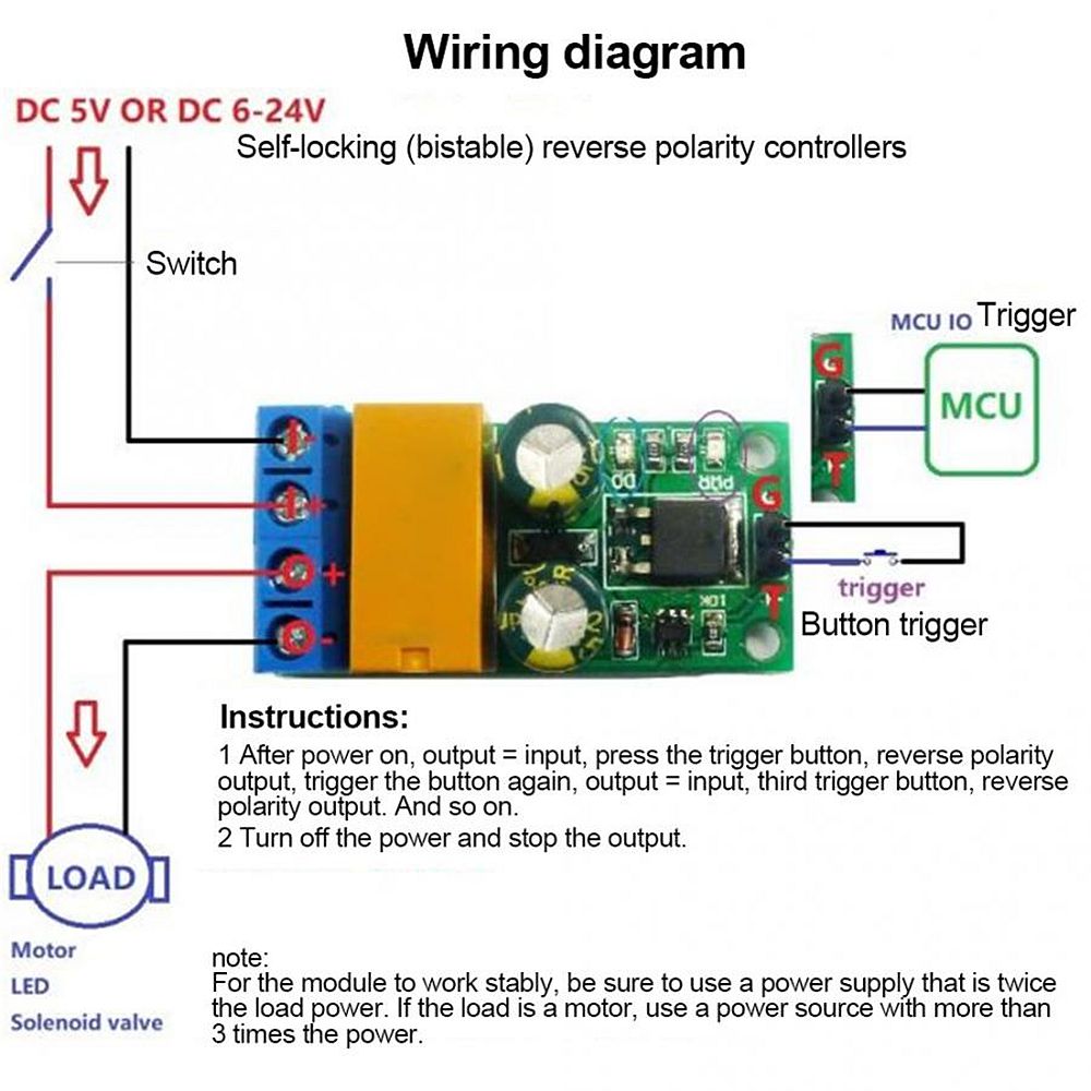 DR55B01-DC-5-24V-2A-Flip-Flop-Latch-Motor-Reversible-Controller-Self-locking-Bistable-Reverse-Polari-1682649