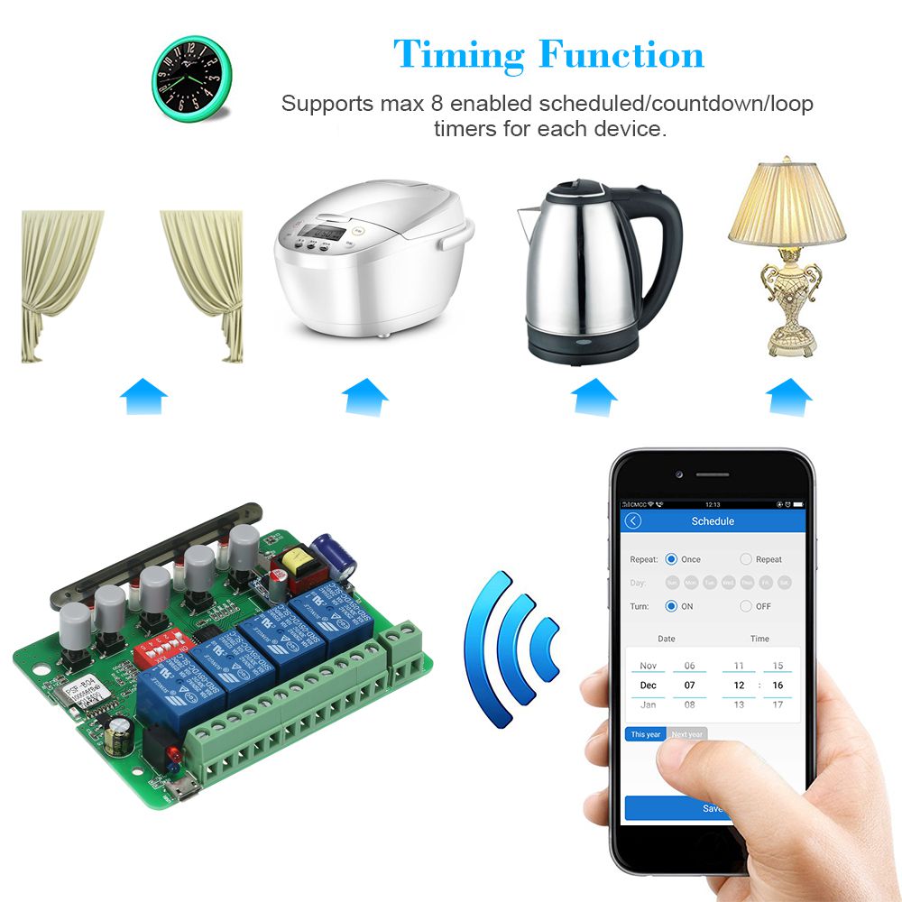 4 Channel Smart Remote Control Wireless Switch Universal Module DC 5V ...