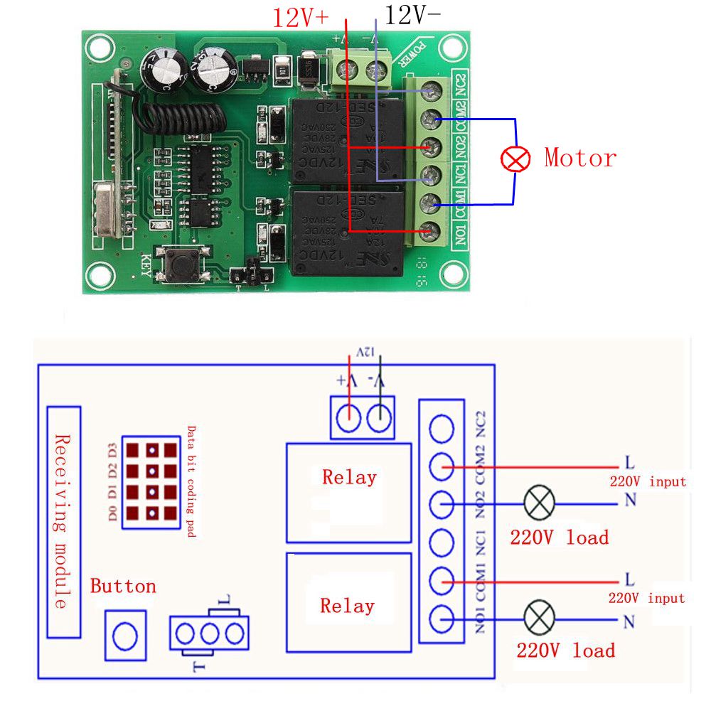 433MHz-12V-2CH-2-Channel-Wireless-Remote-Control-Switch--2-Button-Transmitter-Learning-Code-Jog-Self-1351007