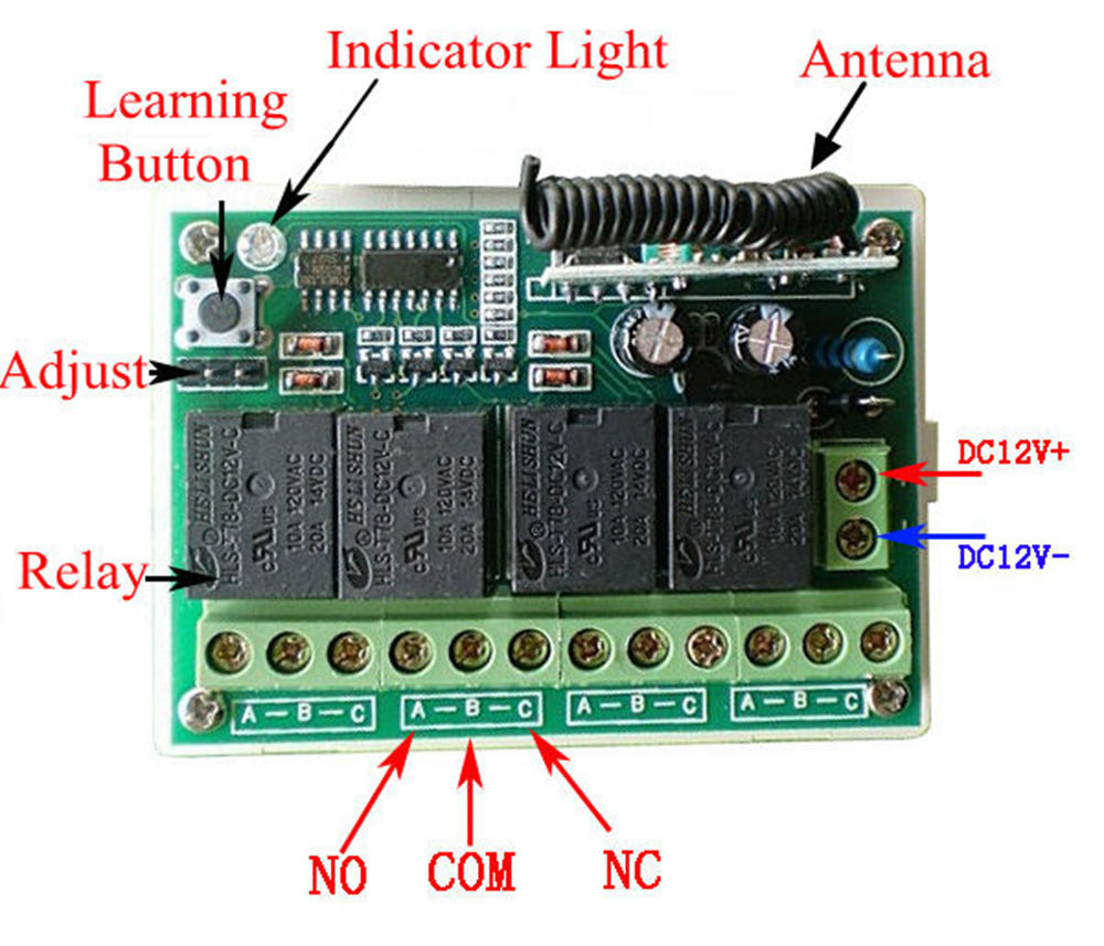 433MHz-DC-12V-Learning-Type-Four-Way-Wireless-Remote-Control-Switch-4CH-Channel-Relay-Control-Module-1337455