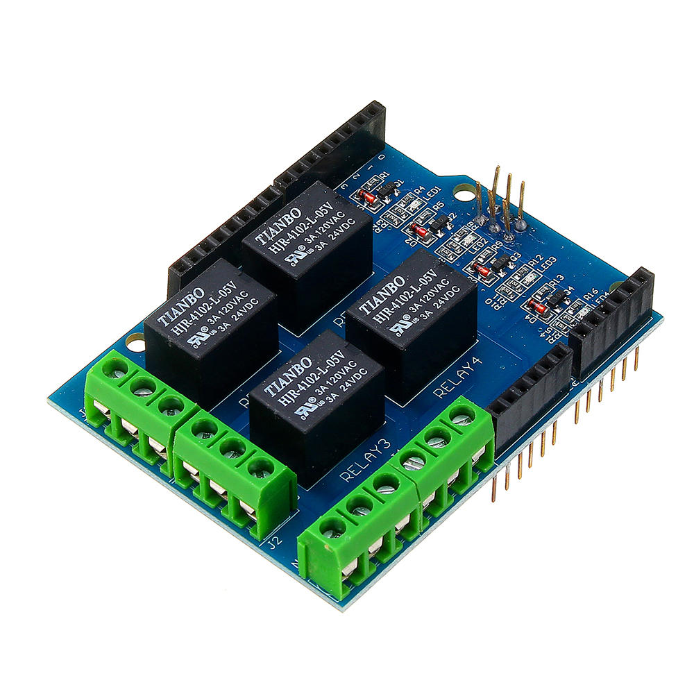 Elecbee 5V 4CH 4 Channel Relay Shield Extended Relay Module for Arduino - products that work with official Arduino boards