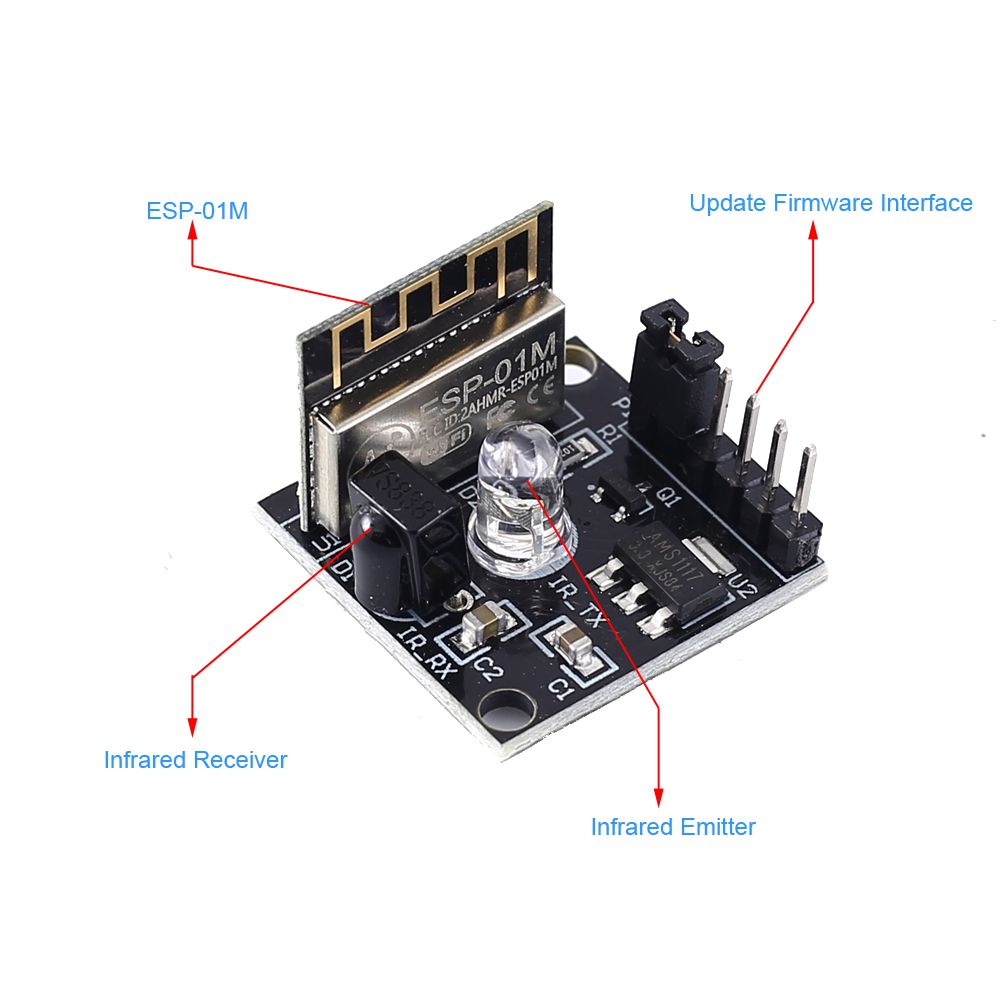 ESP8285 ESP-01M IR-Transceiver – WiFi + Infrarot-Fernbedienung, Entwicklungslernplatine, 5V, Für Smart-Home & IoT