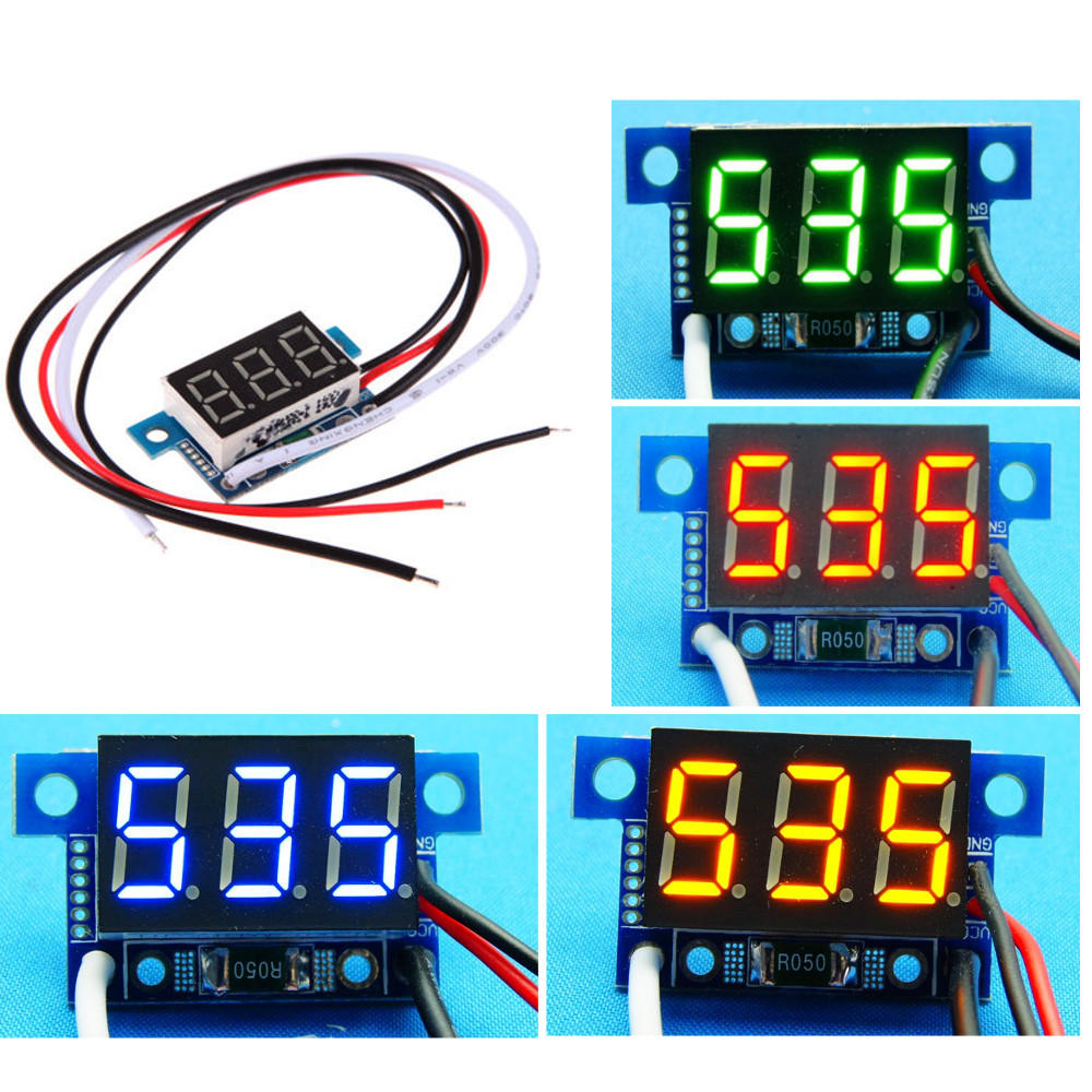 Elecbee 5pcs Green Light Mini 0.36 Inch DC Current Meter DC0-999mA 4-30V Digital Display