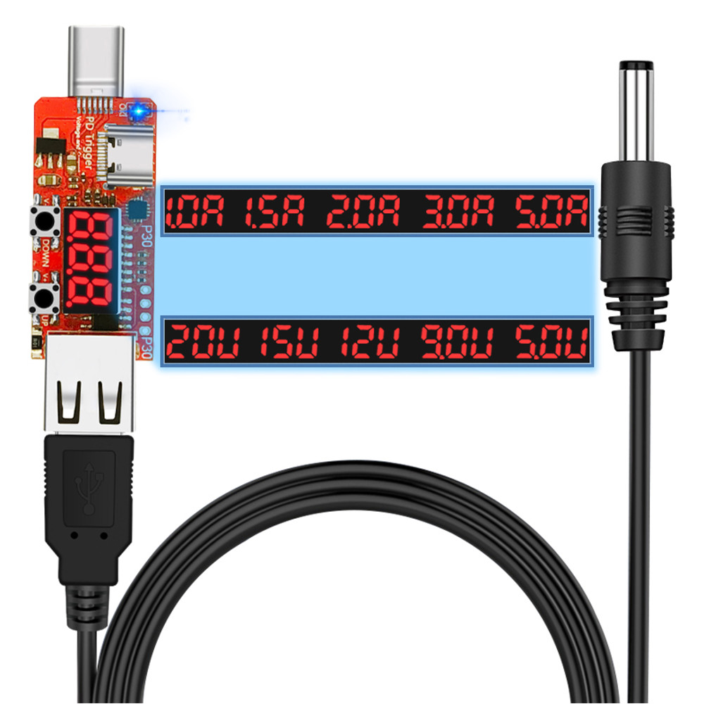 Type-C-PD230-to-DC-552521mm-DC5525-Digital-Voltmeter-Ammeter-Tester-Instrument-Automatic-Fast-Charge-1476084