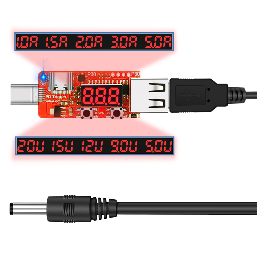Type-C-PD230-to-DC-552521mm-DC5525-Digital-Voltmeter-Ammeter-Tester-Instrument-Automatic-Fast-Charge-1476084