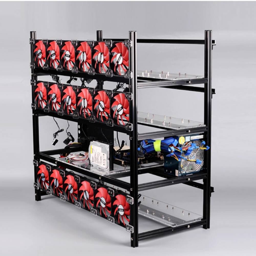 Elecbee 19 GPU Miner Frame Aluminum Stackable Open Air Mining Rig Case ETH BTC Ethereum