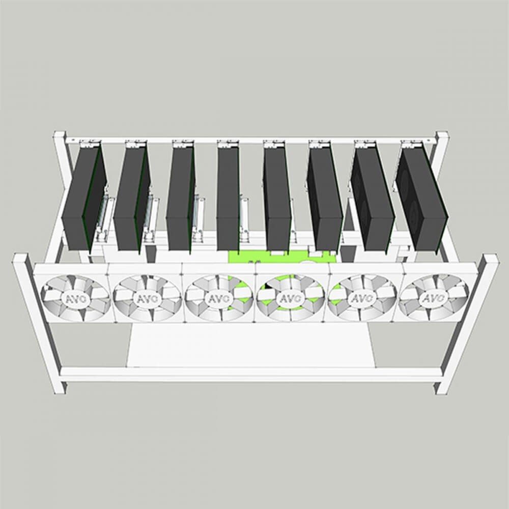 Elecbee 8 GPU Mining Rig Frame Miner Case Aluminum Stackable Mining Rig Case Wtih 6 Fans