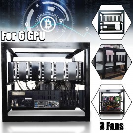 Elecbee Open Air Frame Mining Miner Rig Case DIY Miner Mining Case W/ 3x Fans For 6 GPU ETH BTC Ethereum