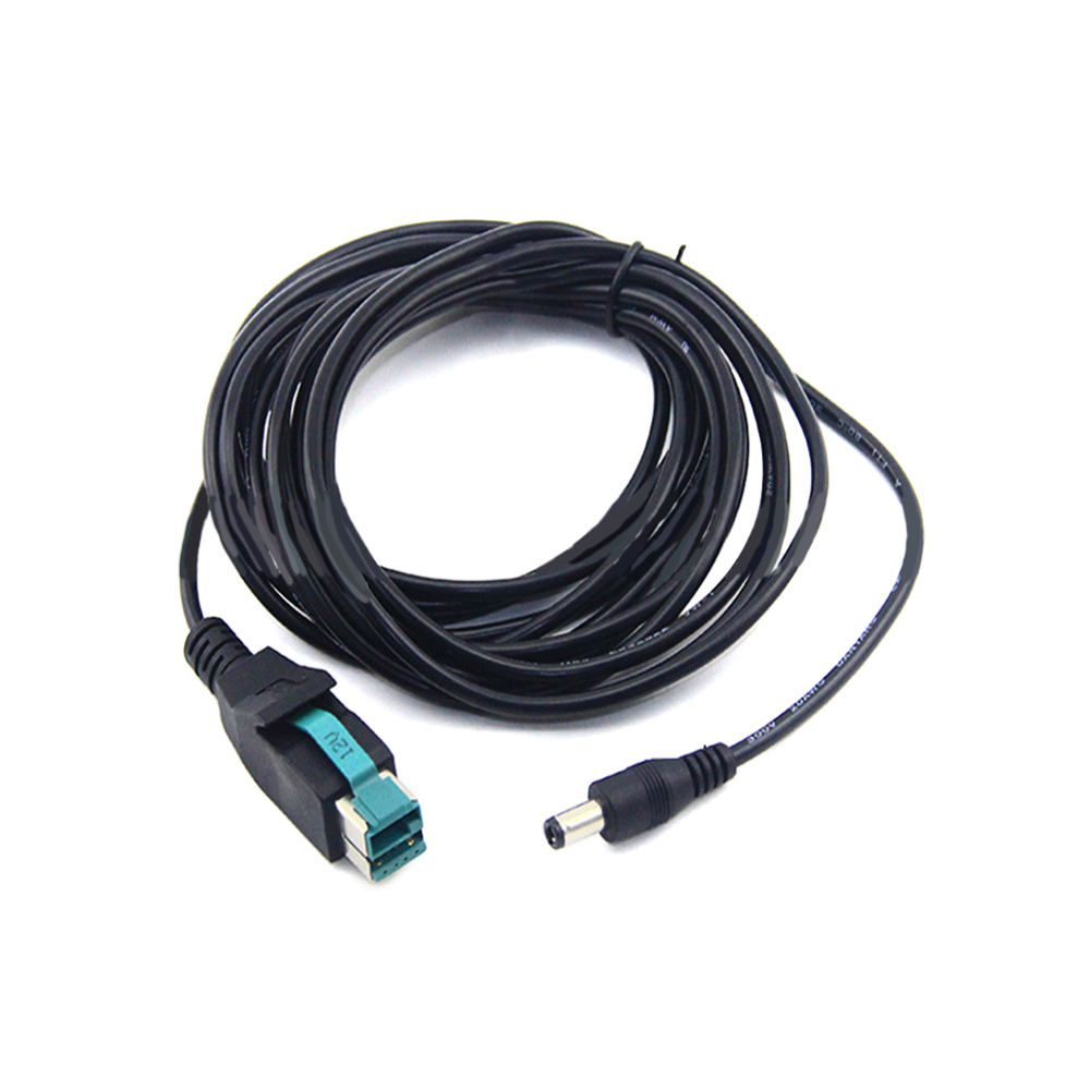 Elecbee IBM Printer Cable Powered USB 12V to DC5521 Epson Barcode Scanner Cable