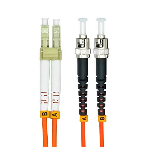 Elecbee Fiber Optic Cable for TV 3M LC to ST Duplex 62.5/125 OM1 Multimode Jumper Optical Patch Cord