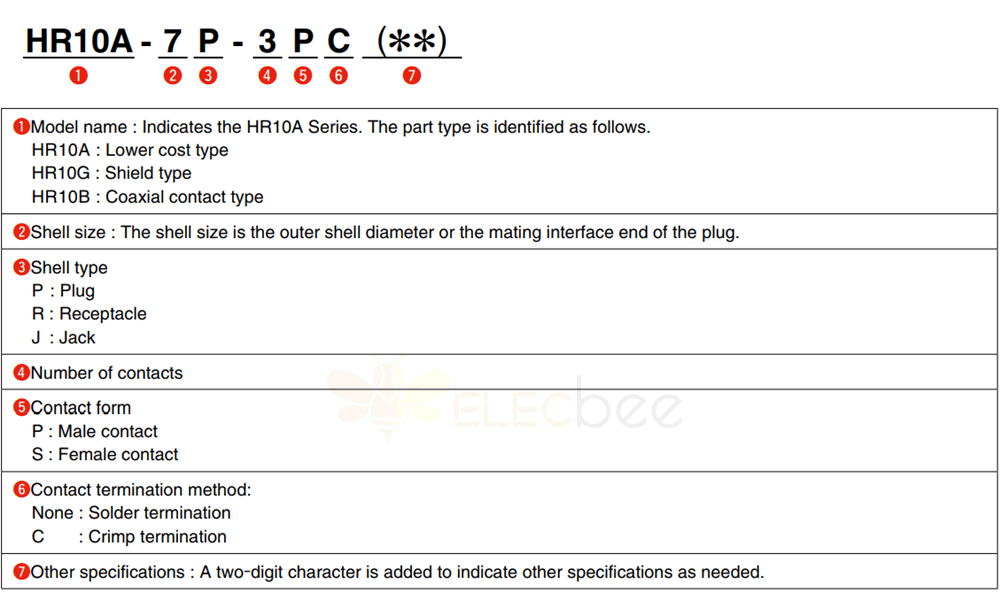 Industrial Camera 6 Pin Jack Female Power Cable Single End HR10A-7P-6S ...
