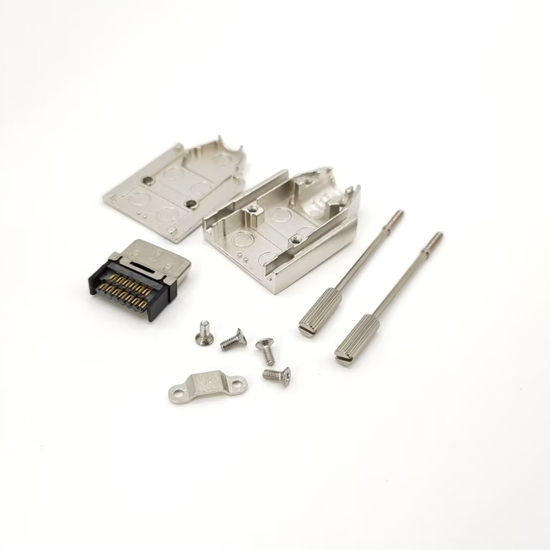 Elecbee CameraLink Connector Set- SDR26 Core Male Welding Connector with Shell - Compatible with 12226-1150-00FR