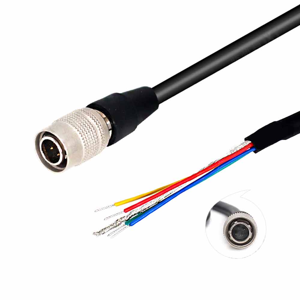 Elecbee Shielded Hirose 4-Core Industrial Camera Trigger Cable HR10A-7P-4S 4-Core IO Cable with Female Head Power 1 Meter