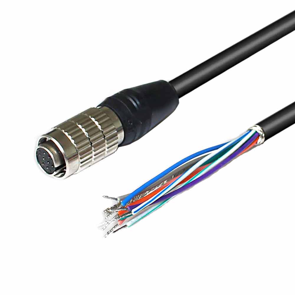 Elecbee High-Flex IO Cable for HR25-7TP-8S Hirose 8-Core Female and Power Adapter for GigE CCD Industrial Camera Cable 2Meter
