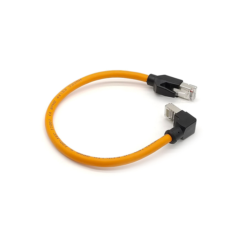 Elecbee 90 Degree Angle RJ45 Male to Male Network Extension 30CM Cable Orange Color