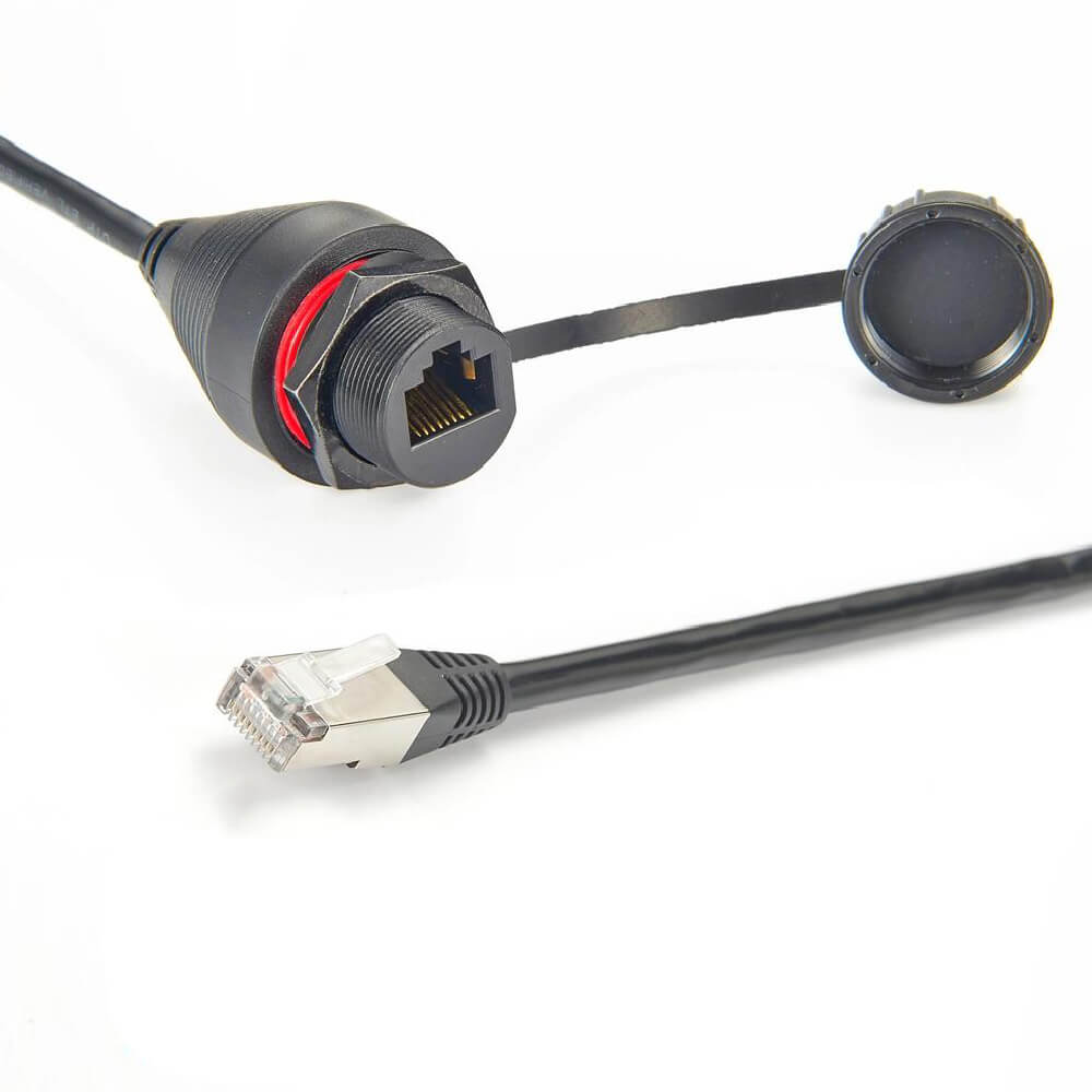 Ip67 Waterproof Panel Mount Ethernet RJ45 Extension Cable