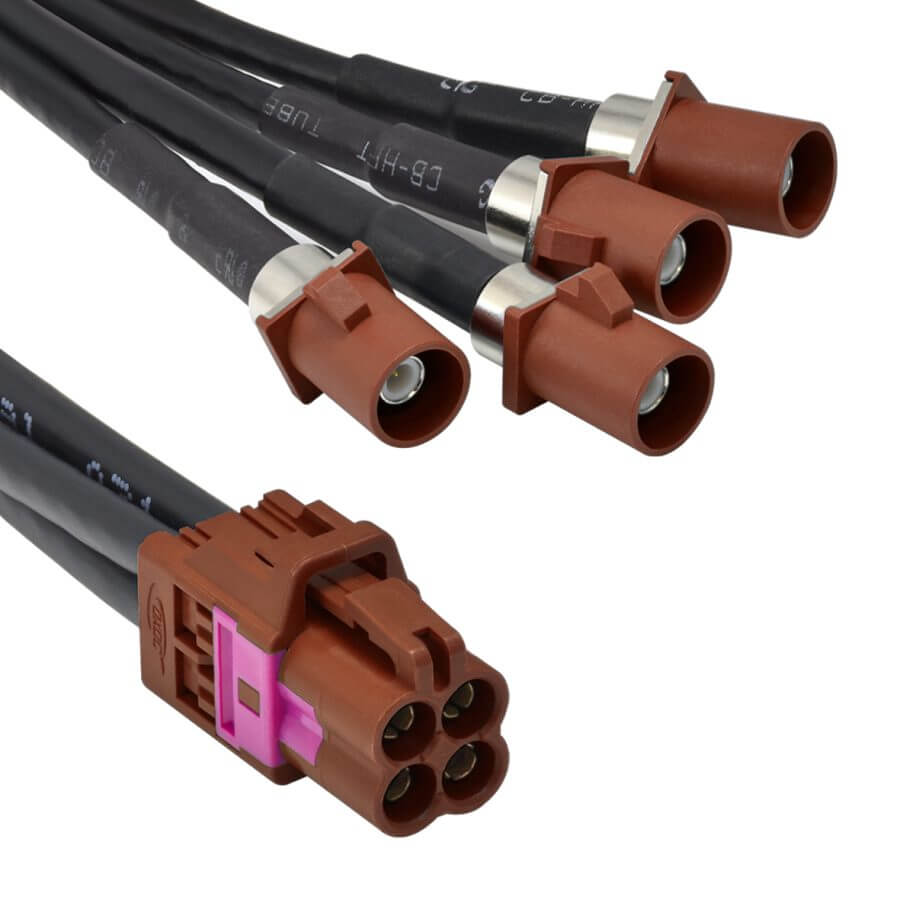 Elecbee Mini Fakra A Type Jack 4 in 1 to Fakra Plug F Code 4 Ports Cable Assembly Customize