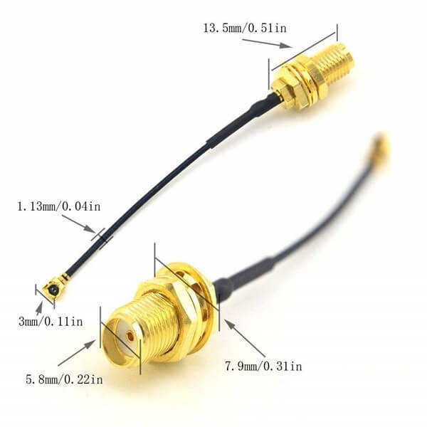 Elecbee 20pcs SMA Pigtail Cable to Ufl Extension Cable 1.13 Cable 10CM