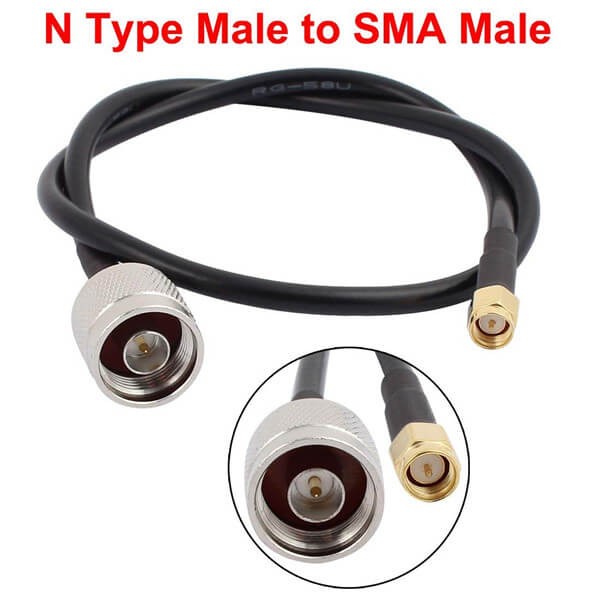 Elecbee RF Cable SMA Male to N Type Male Antenna Pigtail Cable RG58U 50CM