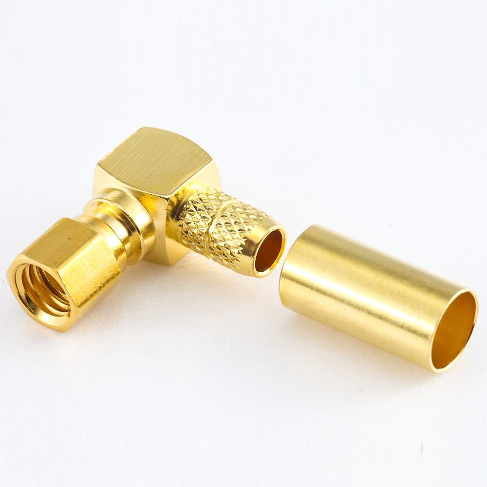 Elecbee SMC Right Angle Connector Female Crimp RG58/RG142 Cable