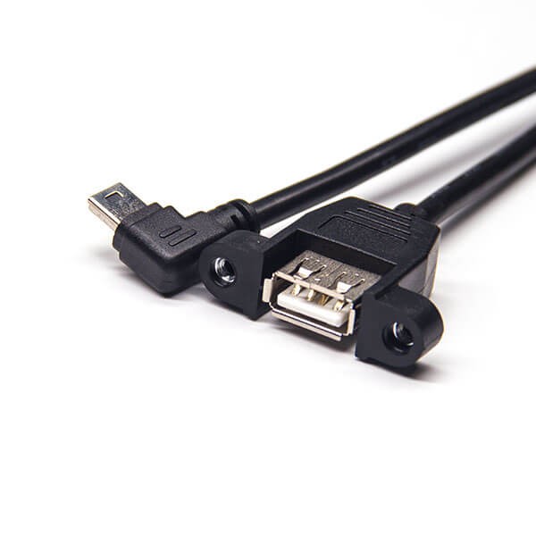 Elecbee 20pcs Cable Mini USB OTG Cable Left Angle Male to USB Type A Female 180 Degree